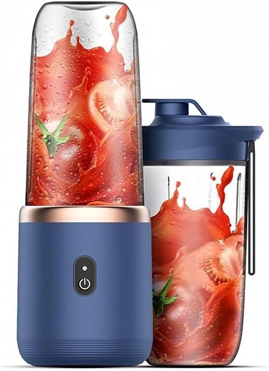 Blender, mengblender, smoothieblender met 2 bekers van 400 ml, draagbare minimixer, oplaadbaar, geschikt voor het maken van sap, smoothies en milkshakes