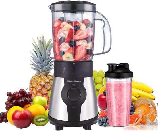 Blender met fles - Smoothie maker - Snelle shakes maken - 4 RVS messen - 750 ml fles - Cranberry