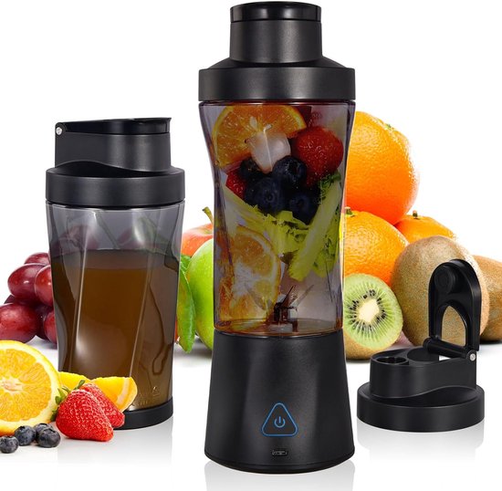 Blender - Mini Blender - Blender To Go - Smoothie Maker - Fresh Juice Blender - 6000 Mah Zelfreinigende En Bpa-Vrije Draagbare Sapcentrifuge Met 6 Scherpe Messen - Ideaal Voor Smoothies & Milkshakes - Zwart van Merkloos