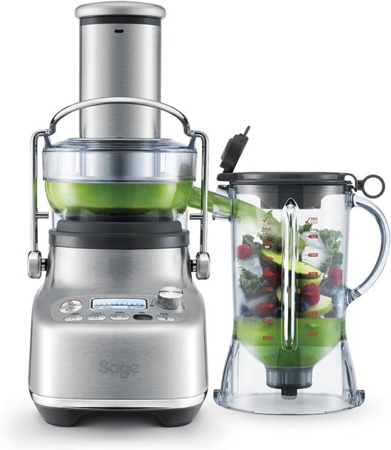 Blender Sapcentrifuge - Keukenmachine Cuisinier - Gezonde Dranken Maken - Dubbele Functie 2-in-1 - 15 Liter Kan - Geborsteld Staal van Merkloos