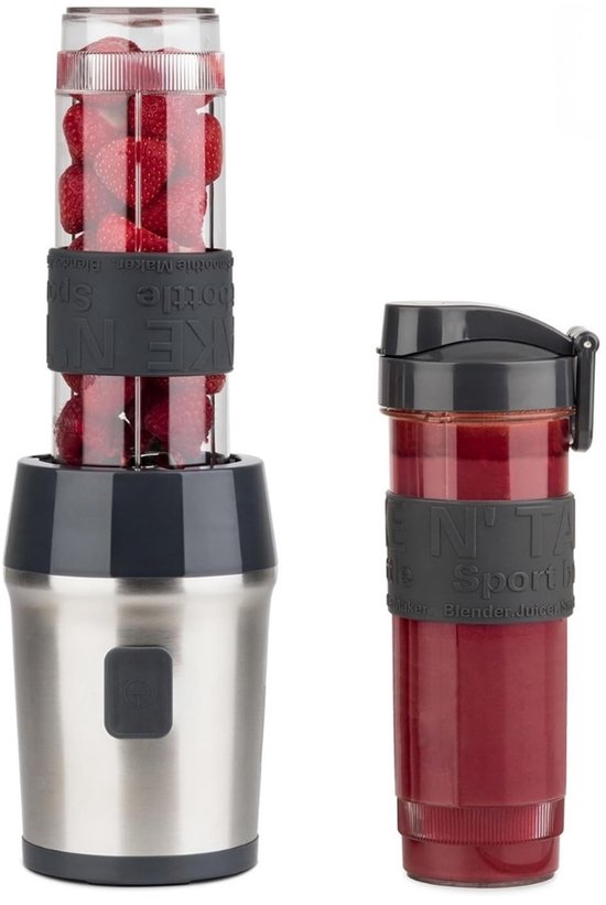 blender smoothie - 570 ml - BPA-vrij - 300W Krachtig - 2 flessen met reisdeksel - 4 roestvrijstalen messen van MOA