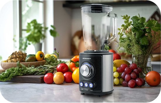 Blender - smoothie maker - 800w - 1,5L - rvs - zwart van Merkloos
