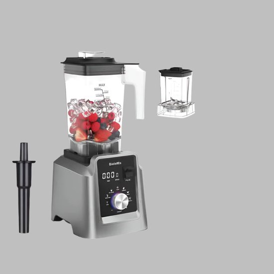Blender – Smoothie Maker - Blender Smoothie - Blender to go - Keukenmachine - Foodprocessor - Professionele Blender met Smart Timer – 2200W – voor Smoothies, ijsblokjes, soepen & sappen - 2L BPA-vrije Kan + 600ML Droge Voedselmolen van Nutri-Force