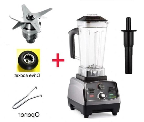 Blender - Smoothie Maker - Blender Smoothie - Foodprocessor - 2200W - 2L - BPA-vrije - Zes Mesbladen - Ice Crusher - met Extra 3 Delen van Merkloos