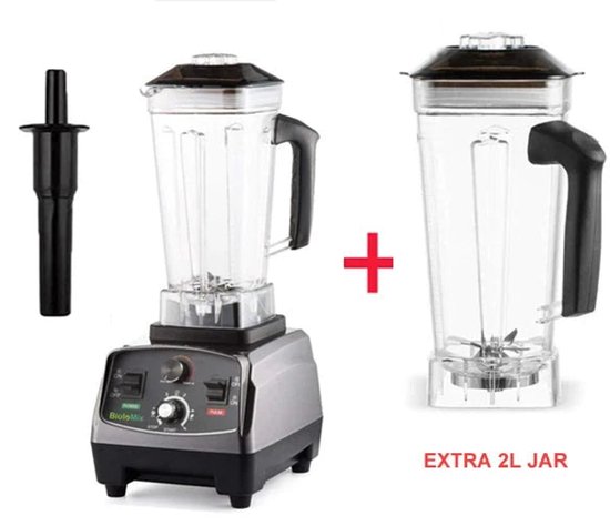 Blender - Smoothie Maker - Blender Smoothie - Foodprocessor - 2200W - 2L - BPA-vrije - Zes Mesbladen - Ice Crusher - met Extra Pot van Nutribullet
