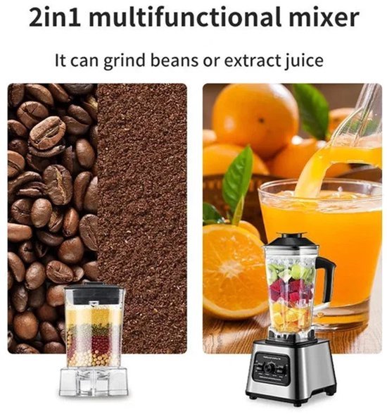 Blender – Smoothiemaker – Powerblender – Keukenmixer – Staande Blender – 6000W Krachtige Motor – Groot 2,5L Inhoud van Merkloos
