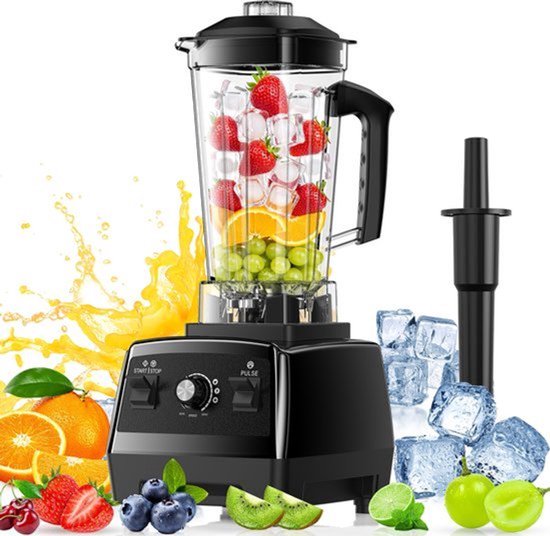 Blender Standmixer - 1600 W Vermogen - 2 Liter Inhoud - Roestvrij Staal - Zwart - Keukenapparaat