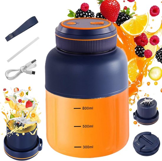 Blender To Go - 1300 ml - Mini Blender - Draadloze Blender - Smoothie maker - Fruitpers - Sapcentrifuge voor sport, reizen en lichte maaltijden - 20.5x9,5cm