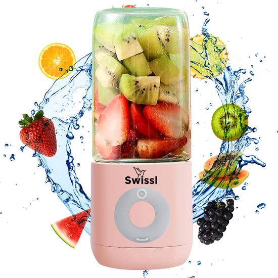 Blender To Go Draadloos Swissl - Draadloze Smoothie Maker - 500ml - Draagbare Mini Blender - Portable Juicer - Roze van Swissl