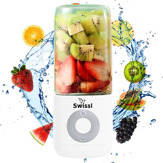 Blender To Go Swissl - Draadloze Smoothie Maker - Draagbare Mini Blender - Portable Juicer - 500ml - Wit van Swissl