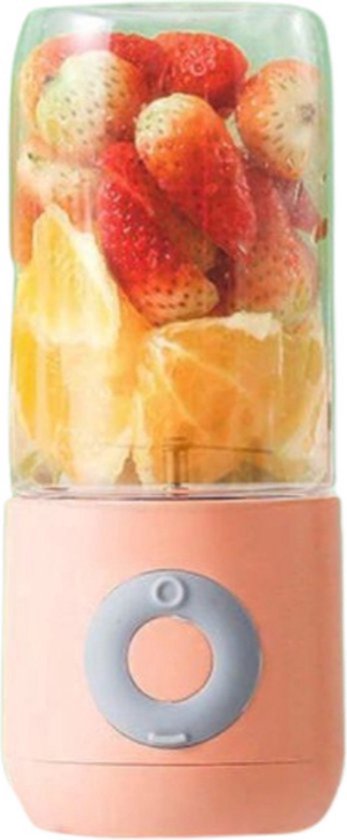 Blender voor onderweg - Smoothie mixer to go - Draagbare blender - Juicer - 500ml - 6 messen - Roze van Merkloos