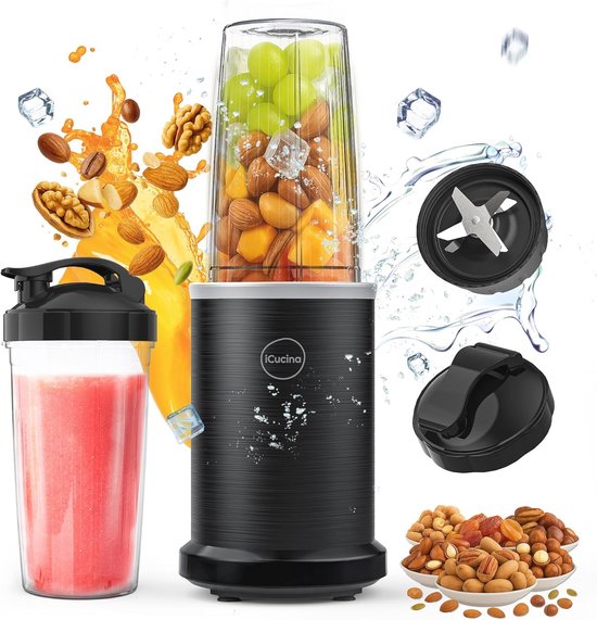 Blender voor Smoothies en Shakes - 1000W Persoonlijke Blender met 940 ml en 2 Draagbare Bekers van Merkloos