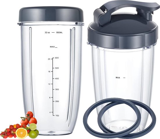 Blenderaccessoire - 6stuk - Vervangende Blenderbekers Geschikt Voor Nutribullet Blender, 32OZ / 24OZ Bekers Met Flip Top To Go-Deksel En Plat Deksel En Rubberen Pakking, Blenderaccessoires, Compatibel Met Geschikt Voor Nutri Bullet 600w/900w Blenders van Odin.