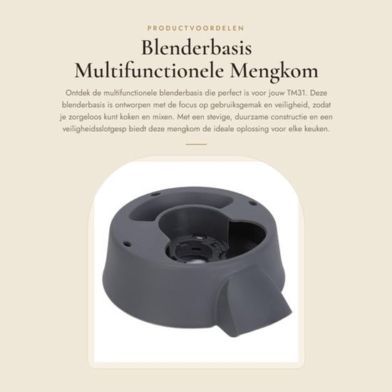 Blenderbasis Duurzaam - Multifunctionele Mengkombasis - Veiligheidsslot - Vervanging voor TM31 - Keukenaccessoire - Voedingskwaliteit - Keukenmachine