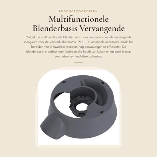 Blenderbasis Vervangend Model voor Vorwerk Thermomix TM31 - Multifunctionele Kookmachine - Vaatwasmachinebestendig - PP Materiaal - Lichtgewicht 140 g