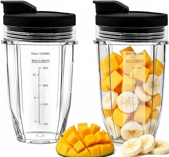Blenderbeker 18 oz - 2 stuks - BPA-vrij - Vaatwasserbestendig