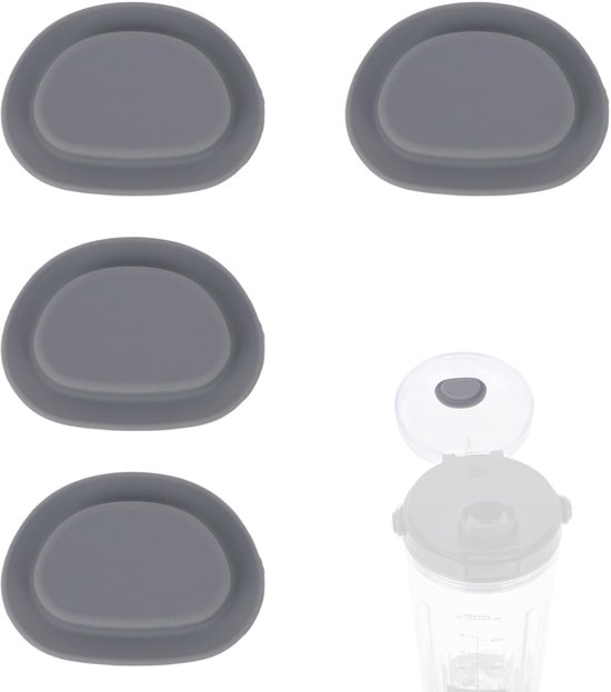 Blenderdekselplug - Siliconen - 4 Stuks - Donkergrijs