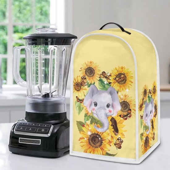 Blenderhoes - Apparaathoes Keuken - Keuken Apparaten Beschermen - Spatbestendige Stof - 24 x 18.5 x 40.5 cm - Olifant Zonnebloem