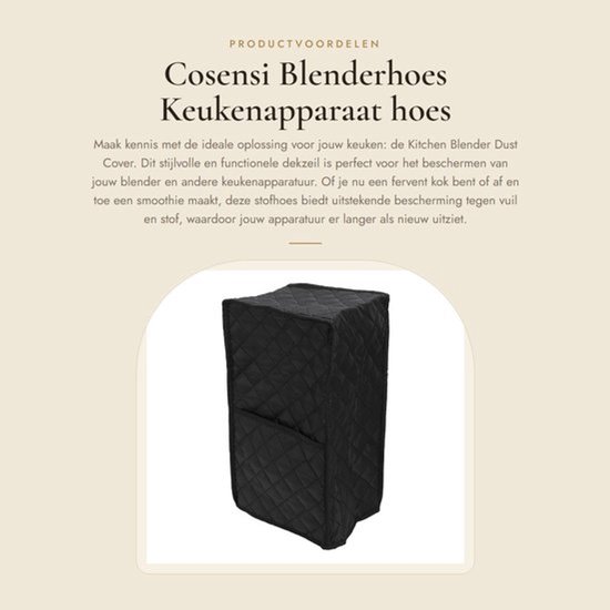 Blenderhoes Zachte Stof - Blender Beugel - Stofhoes - Keukenapparaat Bescherming - Opvouwbaar - 23x18x42cm - Keukenapparaathoes