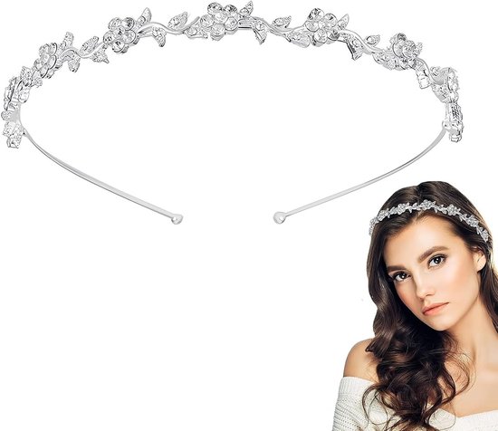 Bloemenkroon Haarband met Strass Steentjes voor Feestjes, Bruiloften en Festivals