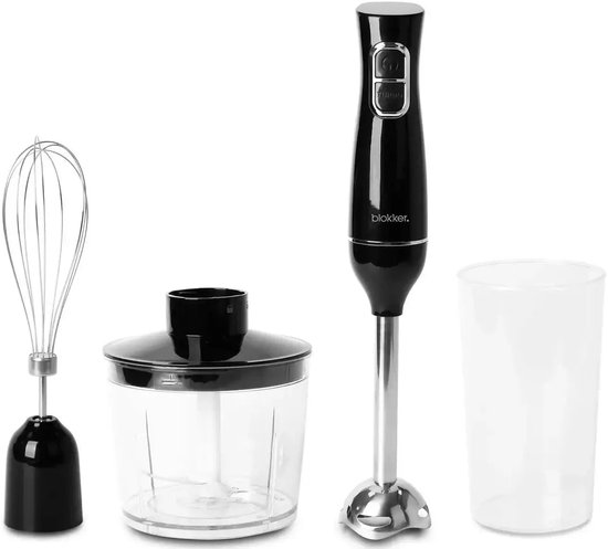 Blokker Staafmixerset 4-Delig – 400W | Met Hakmolen, Garde & Maatbeker van Merkloos