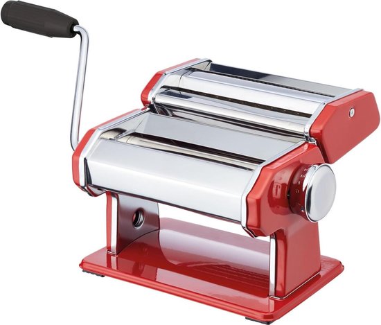 Blue World of Flavours Pasta Maker met 9 Dikte-Instellingen - Rood, Roestvrij Staal van Merkloos