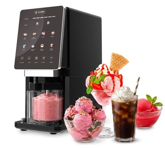 BluMill Ijsmachine - 8-in-1 Ijsmachine - Ijsmaker voor Roomijs, Gelato, Sorbet en Slushie - Vaatwasserbestendige Onderdelen - Touchscreen van Merkloos