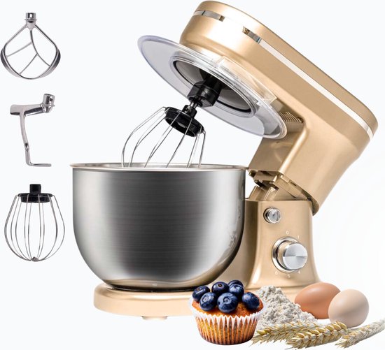 BluMill Keukenmixer - 1200W - 6 Snelheden - 5L - Metallic Champagne van BluMill