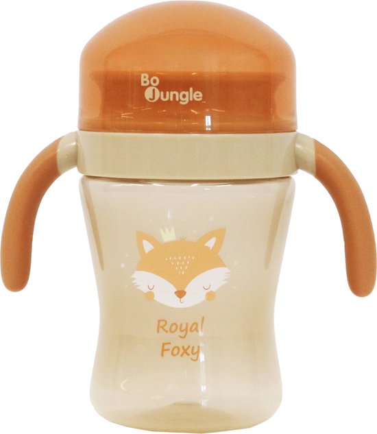 Bo Jungle - Drinkbeker kinderservies - antilekbeker 360° - 240 ml - Met handgrepen en deksel - Royal Foxy 360° Drinking Cup van Bo Jungle