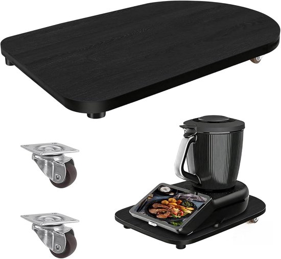 Board for Thermomix TM7 - Rolplank keuken met 360° wielen - Accesorios Thermomix Tm7 - gemakkelijk te verplaatsen - beschermt de weegschaal - robuust en onderhoudsvriendelijk (zwart)