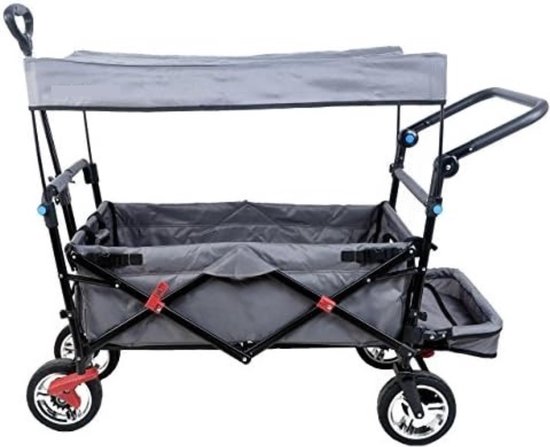 Bolderkar Kinderenvervoer - Bolderkar Met Duwstang - Grijs van Springos