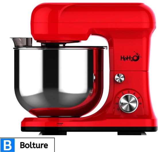 Bolture Mixer met Mengkom - Handmixer - Keukenmachine - Multifunctioneel - 4.5 Liter - Kneden Kloppen en Mengen - 1500 W van Bolture