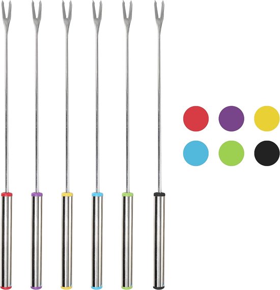 Bondoo fonduevorken 6 stuks 24 cm - fondue vorkjes - fonduevork- fondue vorkjes voor vlees - fonduevorkjes - fondue prikkers - fondue prikkers - fonduevorken set - kaasfondue vorkjes - RVS van Bondoo