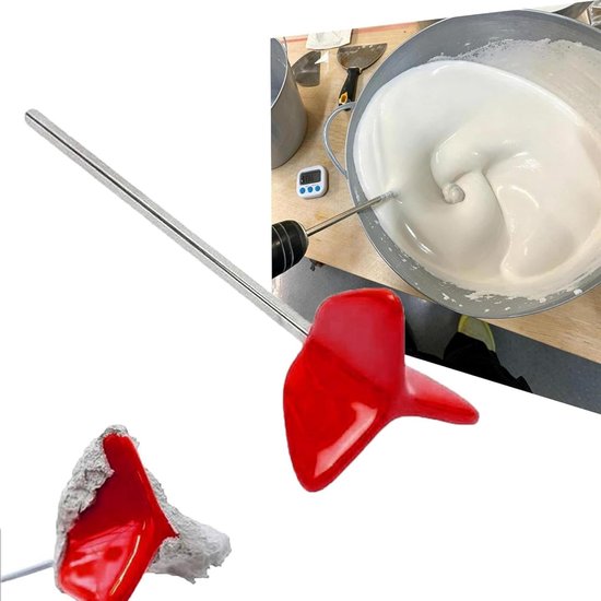 Boor Mixer Paddle - Mengbevestiging Roeropzet - Moeiteloos Mengen - Niet-klevend Siliconen - 145 x 28 mm - Rood
