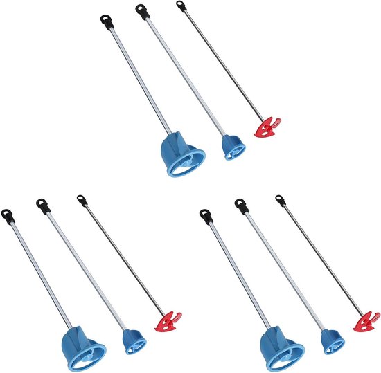 Boor Mixerbladen - Roerhulpstuk Mixpeddels - Verf Epoxyhars Mengen - Zeshoekige As - 35-38 cm - Blauw Rood