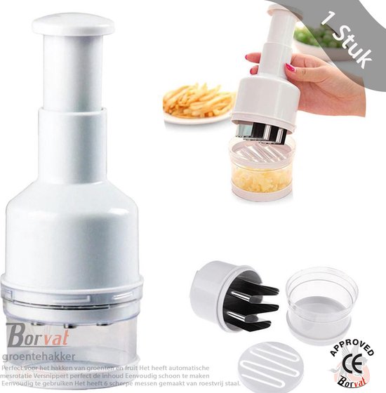 Borvat® Multihakker - Hakmolen handmatig - groentehakker - wit- voor ui-knoflook-groenten - kerst cadeau tip