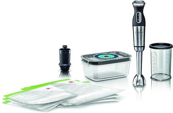 Bosch MaxoMixx MS8CM61V1 - Staafmixer - 1000W - Inclusief vacuüm accessoires - RVS van Merkloos