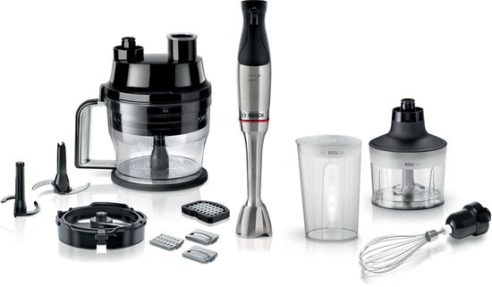 Bosch Serie 6 MSM6M8X1 - ErgoMaster Staafmixer set - 1200W - RVS - Inclusief maatbeker, garde, hakmolen, spiraalsnijder & foodprocessor (met 4 mesjes) van Bosch