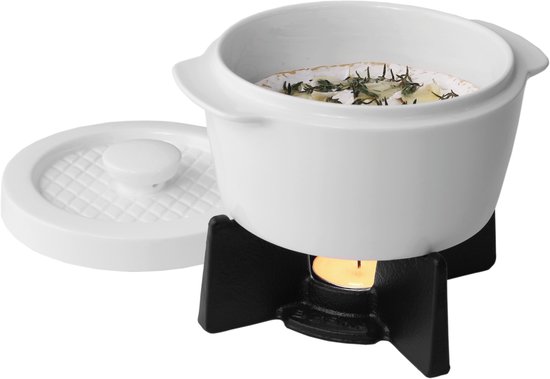 Boska Cheese Baker - Ovenschaal met onderstel - voor Camembert - Kaas fondue - Wit van Boska