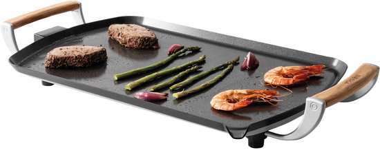 Boska Elektrische Grillplaat Pro - Teppanyaki bakplaat - Plancha - 35x56 cm - Non-stick - Eiken Handgrepen