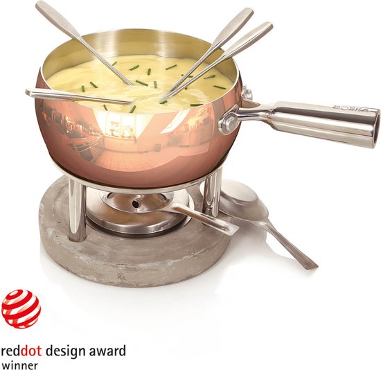 Boska Fondueset Koper - Kaas fondue - voor 1300 gram Kaas - 1,7 L van Boska