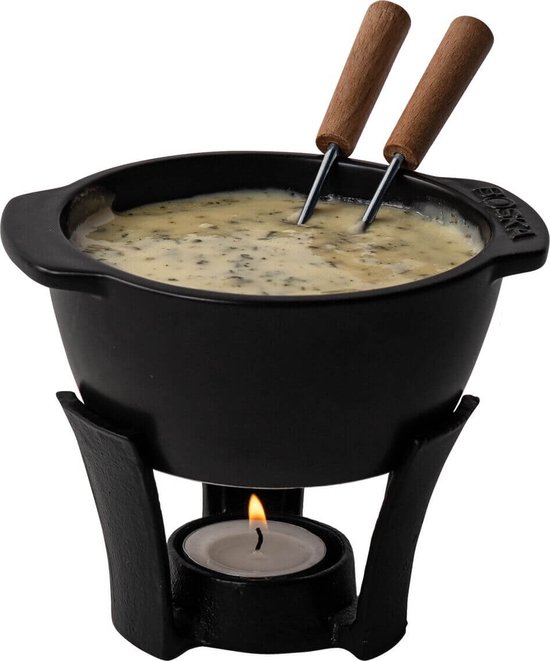 Boska Fondueset Party Mini - Fonduepan - Voor kaasfondue & saus - Zwart - 300 ml van Boska