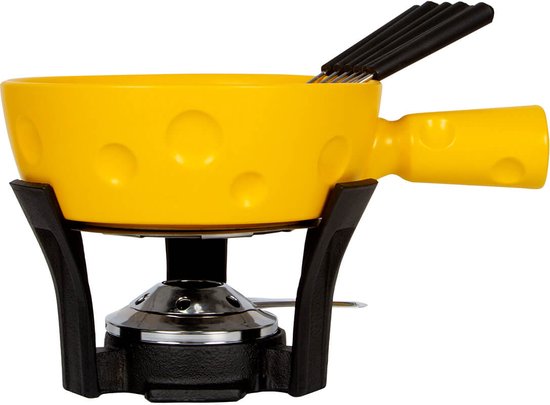Boska Fondueset Super Cheesy - Kaasvormige Fonduepan - Vaatwasserbestendig - Geel - 1,3 L van Boska