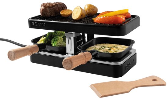 BOSKA Gourmet Party Mini – Gourmetstel voor 2 Personen - 420W Gourmetstel - Beukenhout