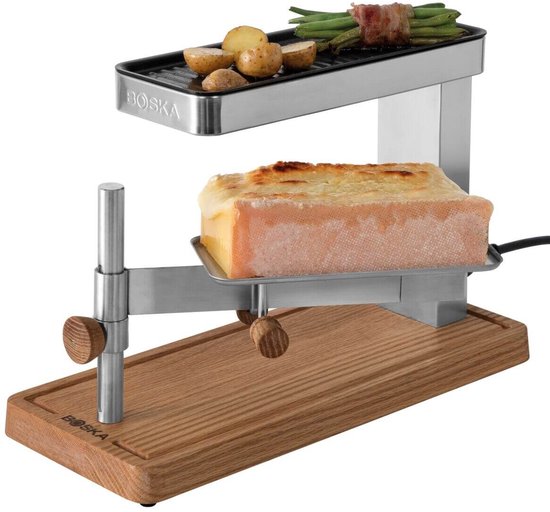 Boska Raclette & Grill – 2 Personen Raclette Set – PFAS-vrije Grillplaat – Eikenhout