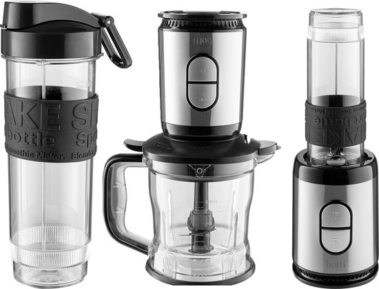 Botti Flavio 2-in-1 Blender en Hakmolen – 500W – Smoothie Maker & Hakmachine – Compacte Keukenmachine – Zwart/Zilver van Merkloos
