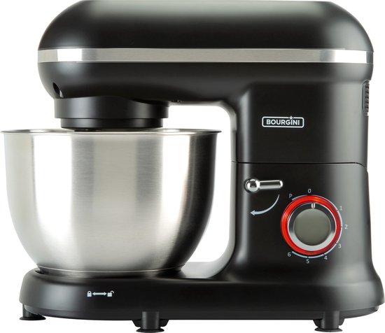 Bourgini Classic Kitchen Chef Keukenmachine - 4.5L Mengkom - Keukenmixer - Keukenrobot - 1300W- Zwart van Bourgini