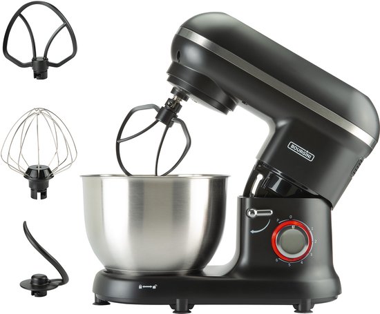 Bourgini Classic Kitchen Chef Keukenmachine - 4.5L Mengkom - Keukenmixer - Keukenrobot - 1300W- Zwart van Bourgini