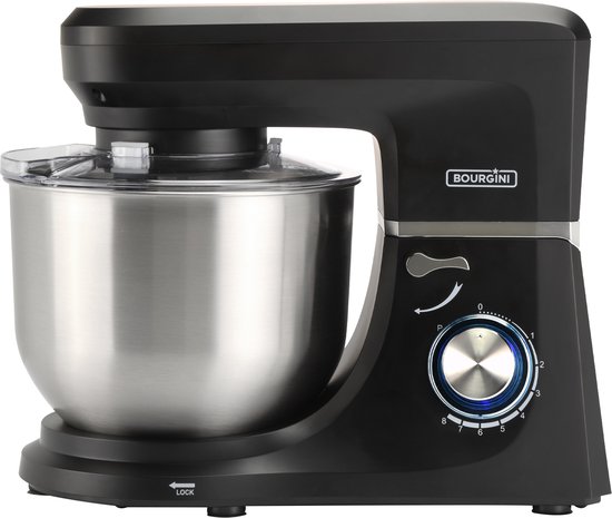 Bourgini Master Kitchen Chef Keukenmachine - 6,2L Mengkom - 1300W - Zwart - Keukenrobot - Keukenmixer van Merkloos