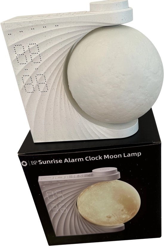 BP® Wake Up Light - Lichtwekker - Wake Up Maanlamp - Digitale Wekker met Natuurgeluiden en 10 Kleuren - Wit van BP®
